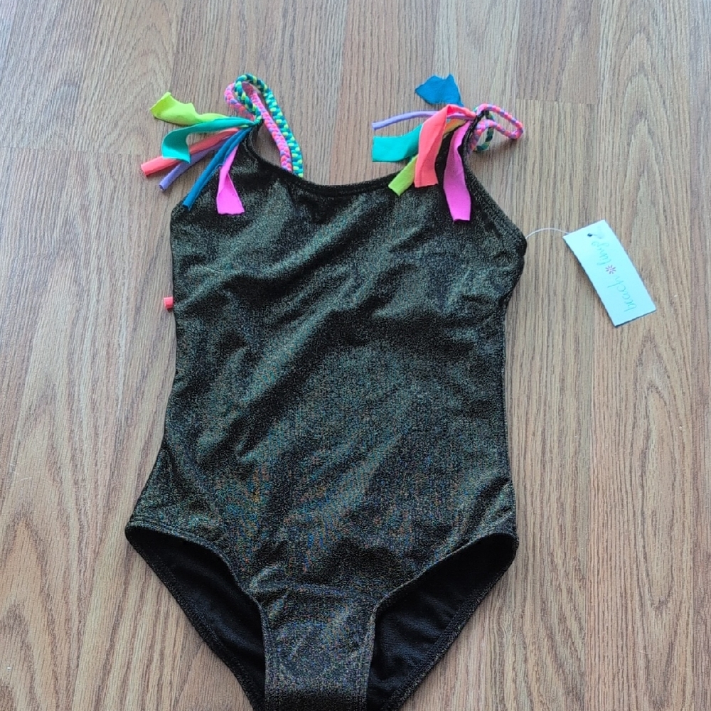 NWT Girls Size 7 One Piece Swimsuit with Colorful Straps